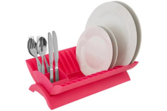 Premier Housewares Kitchen Brights Hot Pink Dish Drainer with Cutlery Caddy Pink