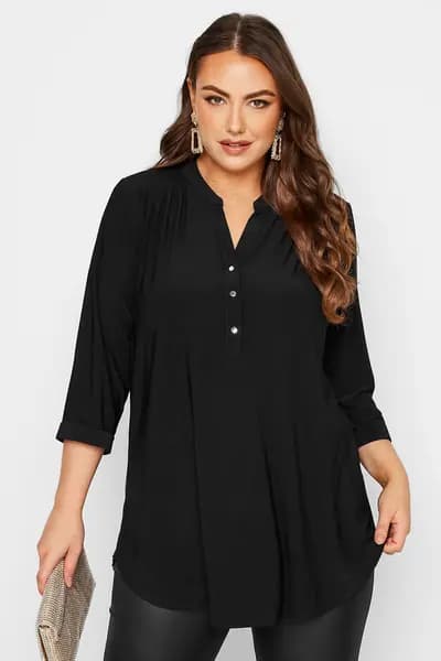 Yours Half Placket Shirt Black