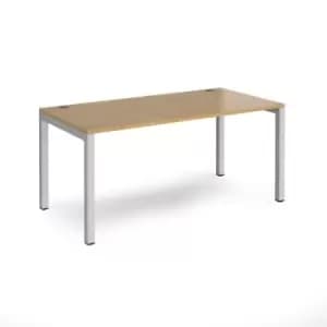 Bench Desk Single Person Rectangular Desk 1600mm Oak Tops With Silver Frames 800mm Depth Connex