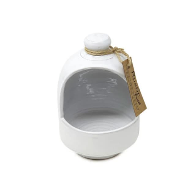 Verano Spanish Ceramics Rustic Pastel Fully Dipped Terracotta Kitchen Dining Salt Pig White (D) 11Cm