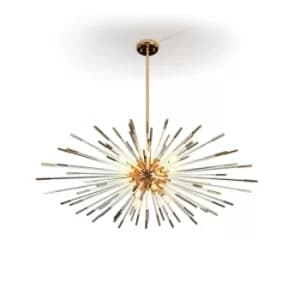Evasian Pendant Light Spherical, Shiny Gold -Amber, 9x G9