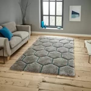 Noble House NH30782 Shaggy Hand Tufted Rug, Grey/Blue, 120 x 170 Cm - Think Rugs