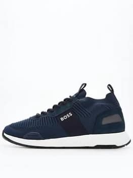 BOSS Titanium Knit Runner Trainers - Navy, Size 10, Men