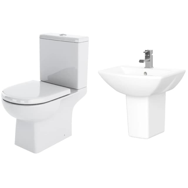 Balterley Close Coupled Toilet Pan Cistern Seat Basin Semi Pedestal White