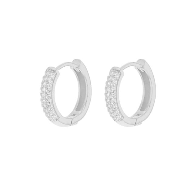 Be You Sterling Silver CZ Band Hoop Earrings Sterling Silver female One Size