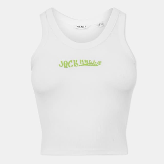 Jack Wills Scoop Neck Rib Tank Top - White White 6