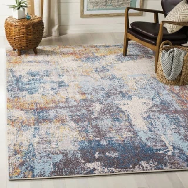Livabliss Abstract Modern Marble Dark Blue Valerie Area Rug 160 X 213cm - Easy Care, Non Shedding, Ideal For Living Room & Bedroom