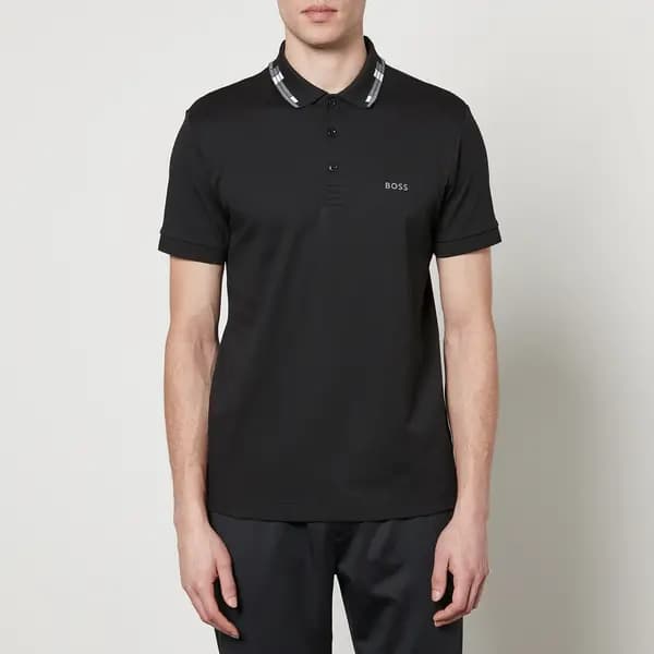BOSS Green Paule Cotton-Jersey Polo Shirt - S Black Tops male 50506180-001 S