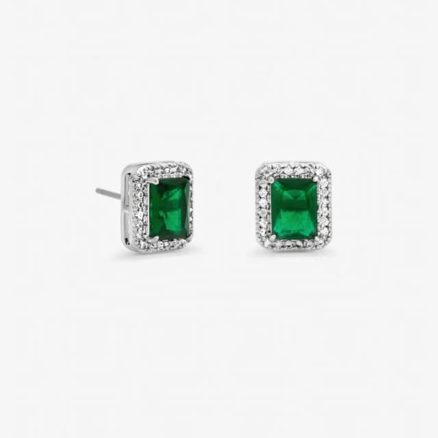 Jon Richard Cubic Zirconia Emerald Perfume Bottle Studs Stud Earrings One Size Silver 71746111000