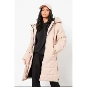 I Saw It First Stone Petite Longline Padded Hooded - Grey