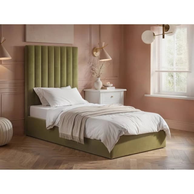 Flair Everley Single Ottoman Bed in Green Green Unisex Single