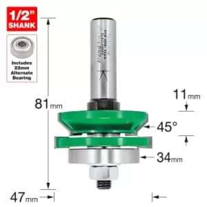 Trend CRAFTPRO Matchlining Router Cutter Set 47mm 11mm 1/2"