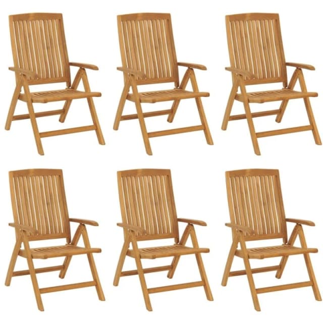 VIDAXL Reclining Garden Chairs 6 pcs Solid Wood Teak Vidaxl 8720845729639