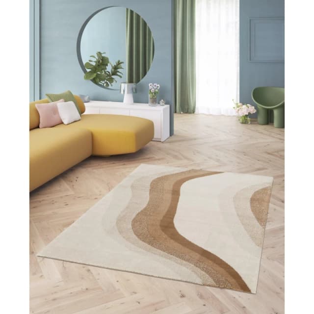 Melrose Solero Decorative Wave Terracotta Patterned Medium Area Rug 120/170Cm