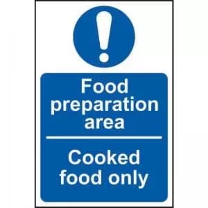 Food Preparation Area Cooked Food Only’ Sign; Non Adhesive
