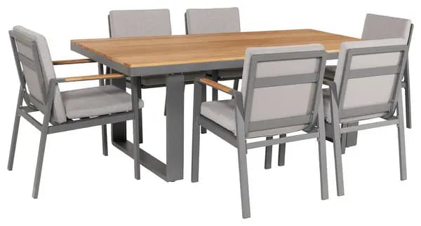 Pacific Pacific Stockholm 6 Seater Aluminium Patio Set - Grey