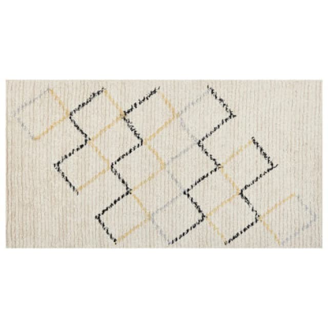 Beliani Rug Tezpur Beige 80 X 150 Cm Cotton