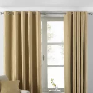 Riva Paoletti Atlantic Woven Twill Lined Eyelet Curtains, Ochre, 66 x 90 Inch