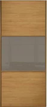 Wickes Sliding Wardrobe Door Wideline Oak Panel and Cappuccino Glass - 2220 x 914mm