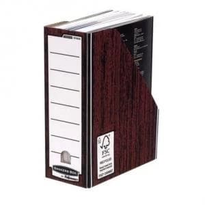 Bankers Box by Fellowes Premium A4 Magazine File Fastfold Woodgrain 1