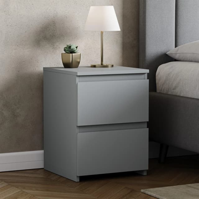 Lassic Vida Designs Denver 2 Drawer Large Bedside Chest Grey unisex 2 Drawer