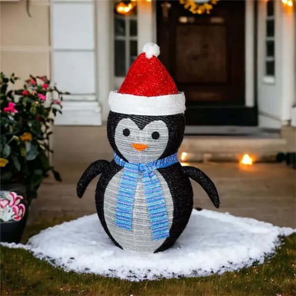 Outdoor Light Up 70cm Collapsible Christmas Penguin Decoration with 45 LED's, Timer and Battery Operation ELV-142723