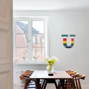 Alphabet U 2 Multicolor Decorative Wooden Wall Accessory