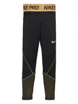 Nike Girls Pro Warm Tights - Black White