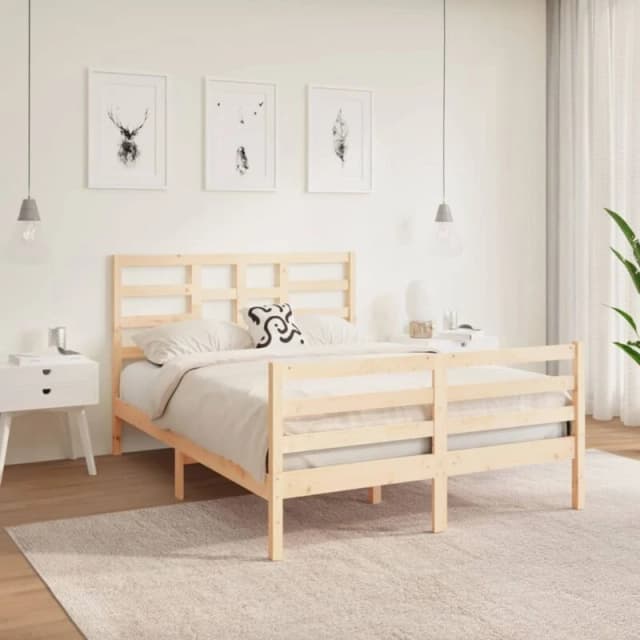 VIDAXL Bed Frame without Mattress Solid Wood 140x190cm Vidaxl 8720287045823
