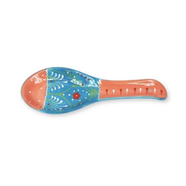 Verano Spanish Ceramics Classic Spanish Hand Painted Pattern Kitchen Dining Spoon Rest (L) 26Cm Blue/pink