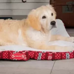 Scruffs Medium Santa Paws Mattress 82 x 58cm - Burgundy