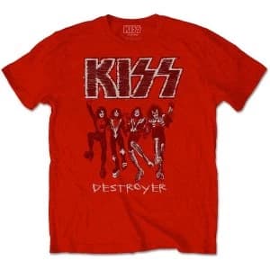 KISS - Destroyer Sketch Unisex Large T-Shirt - Red