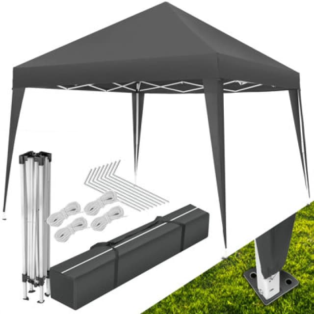 Tectake Gazebo Linosa - 3 X 3 M, Foldable, Water-Resistant, Uv Protection 300 X 300 X 255cm - Grey