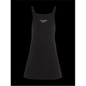 Calvin Klein Jeans Stack Logo Punto Strap Dress - Black