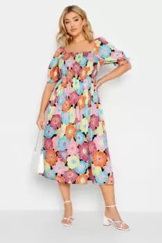 Printed Shirred Maxi Dress