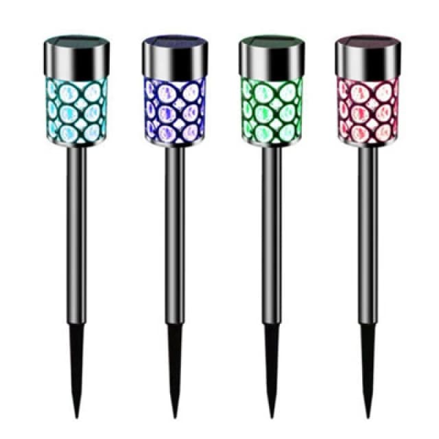 Gardenwize Pack Of 4 Solar Powered Colour Changing LED Crystal Stake Light Automatic Garden Lights