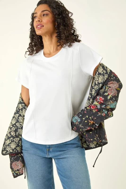 Dusk Womens Premium Stretch T-Shirt in White Size: Medium White Female M