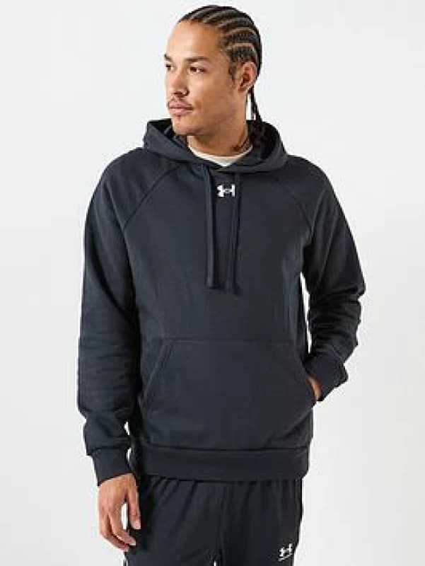 Under Armour Mens Rival Cotton Blend Fleece Logo Hoodie M - Chest 38-40' (96.5-101.5cm) Black/Wham 1379757-001-M