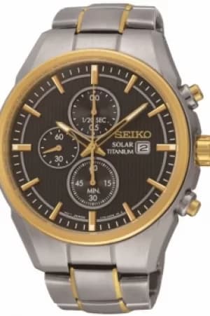 Mens Seiko Titanium Chronograph Solar Powered Watch SSC392P9