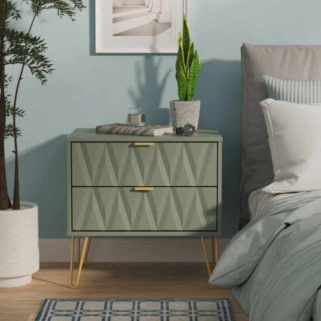 Ready Assembled 2 U Dallas 2 Drawer Side Table (Ready Assembled) in Pale Green Pale Green Unisex