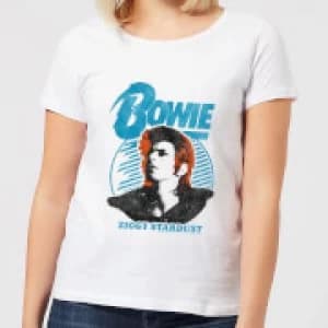 David Bowie Ziggy Stardust Orange Hair Womens T-Shirt - White