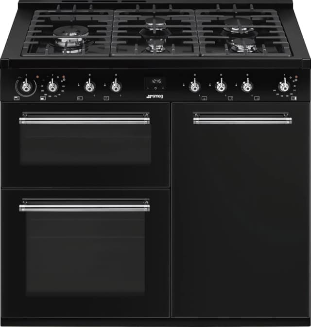 Smeg Concert CX103GMBL 100cm Dual Fuel Range Cooker - Black - A/B Rated
