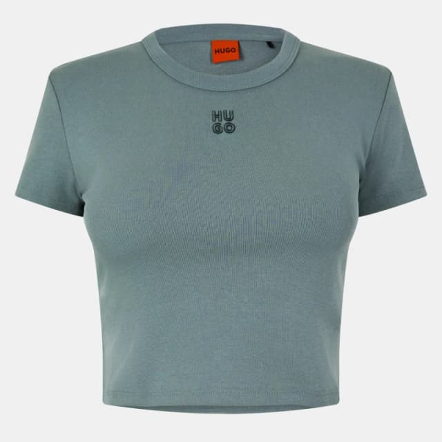 Hugo Womens Delanor Cropped T-Shirt Open Green female XS