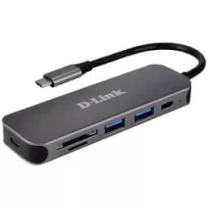 D-Link DUB-2325/E 5 ports USB-C (USB 3.2 2nd Gen) multiport hub Anthracite