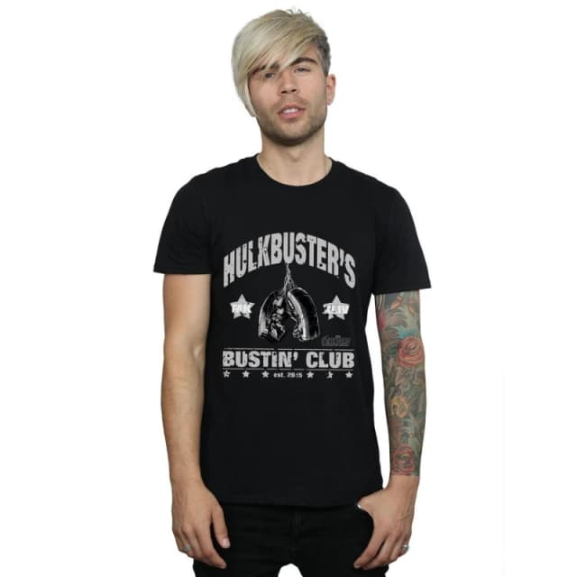 Marvel Marvel Men Iron Man Hulkbuster's Bustin' Club T-Shirt in Black Size: Small Black S Male 5057245976299