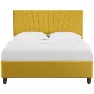 Lexie Velvet Bed Frame - Mustard Yellow