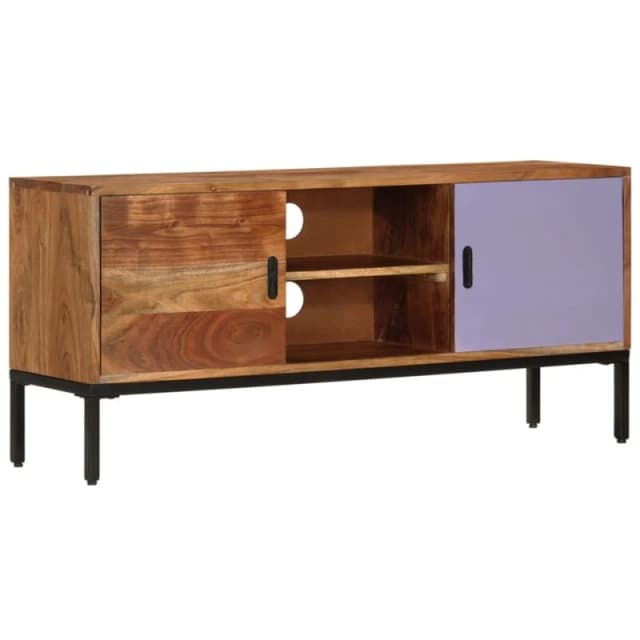 VIDAXL TV Cabinet Honey Brown and Grey 110x30x50cm Solid Wood Acacia Vidaxl 8720286602775
