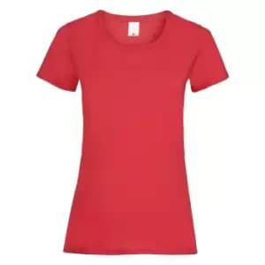 Womens/Ladies Value Fitted Short Sleeve Casual T-Shirt (X Large) (Bright Red)