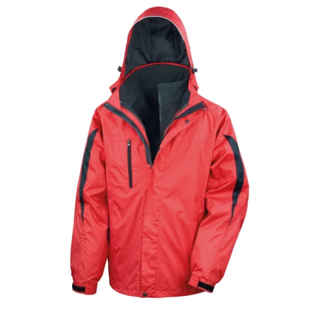 Result Result Men 3 In 1 Softshell Waterproof Journey Jacket With Hood in Dark Red Size: Small Dark Red S Male 5054752354817