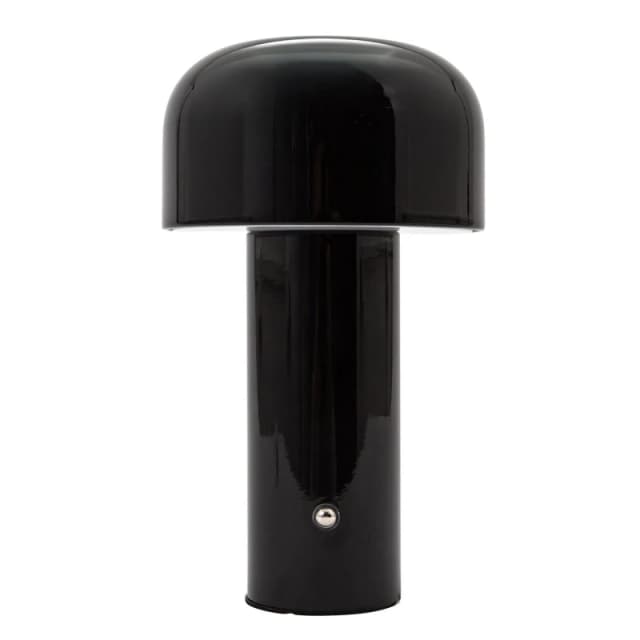 Happy Homewares Modern Gloss Mushroom Style Rechargeable LED Touch Dimmable Table Lamp in Black Unisex